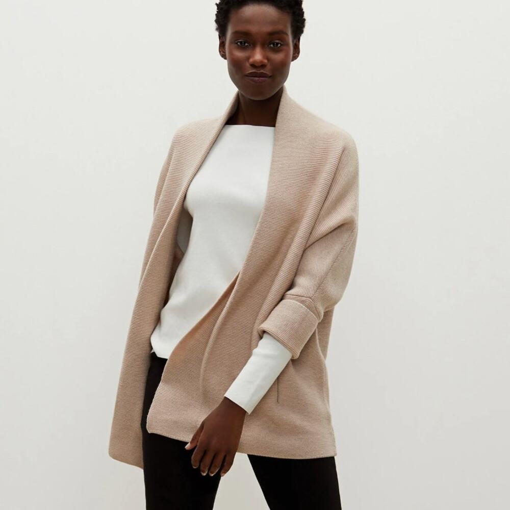 MM LaFleur Morandi Oversized Merino Wool Cardigan Sweater M/L – Almond Neutral
